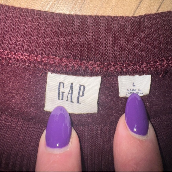 GAP Burgundy Glitter Logo Spellout Pullover Sweatshirt Sweater Large - Picture 7 of 8